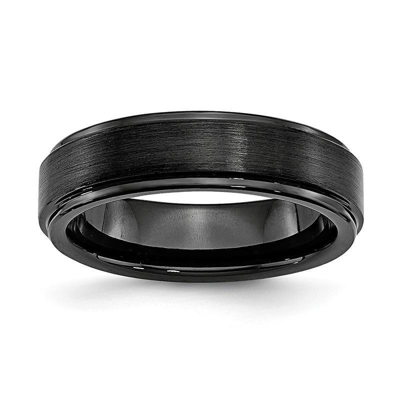 Black Ceramic Ridged Edge 6mm Brushed and Polished Band - Seattle Gold Grillz