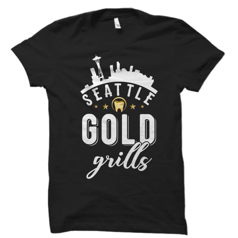 Black Seattle Gold Grills Tee Shirt - Seattle Gold Grillz