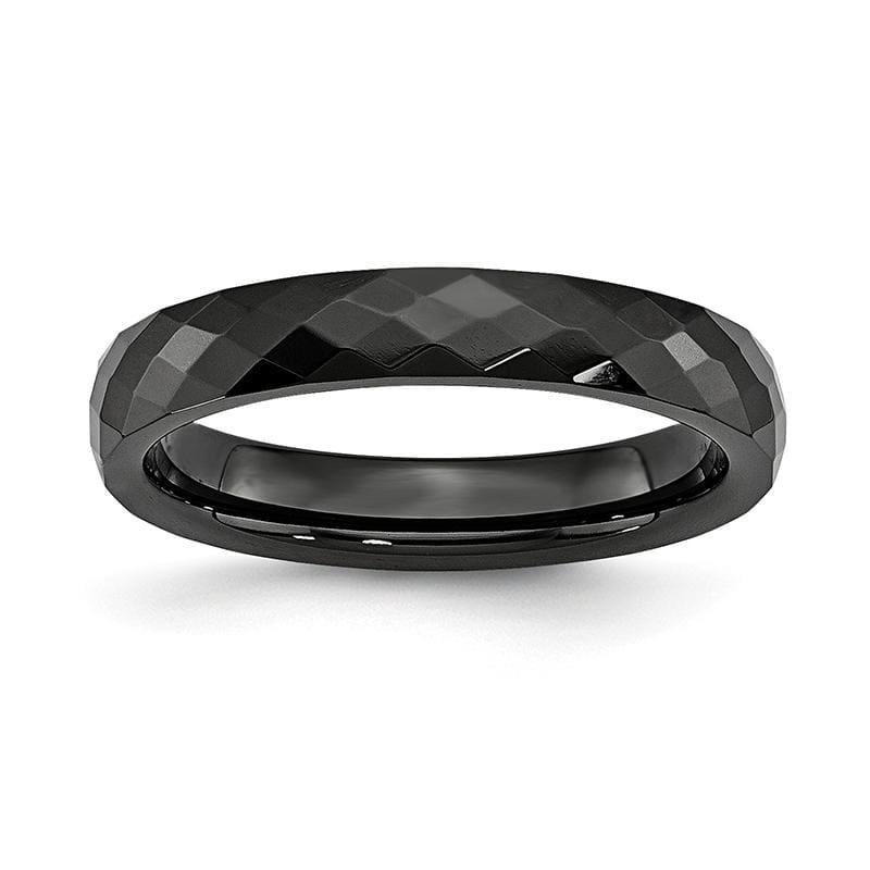 Ceramic Black 4mm Faceted Polished Band - Seattle Gold Grillz