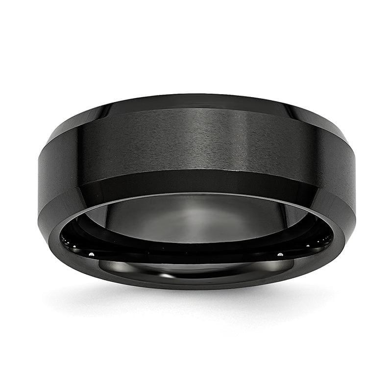 Ceramic Black 8mm Beveled Edge Brushed and Polished Band - Seattle Gold Grillz