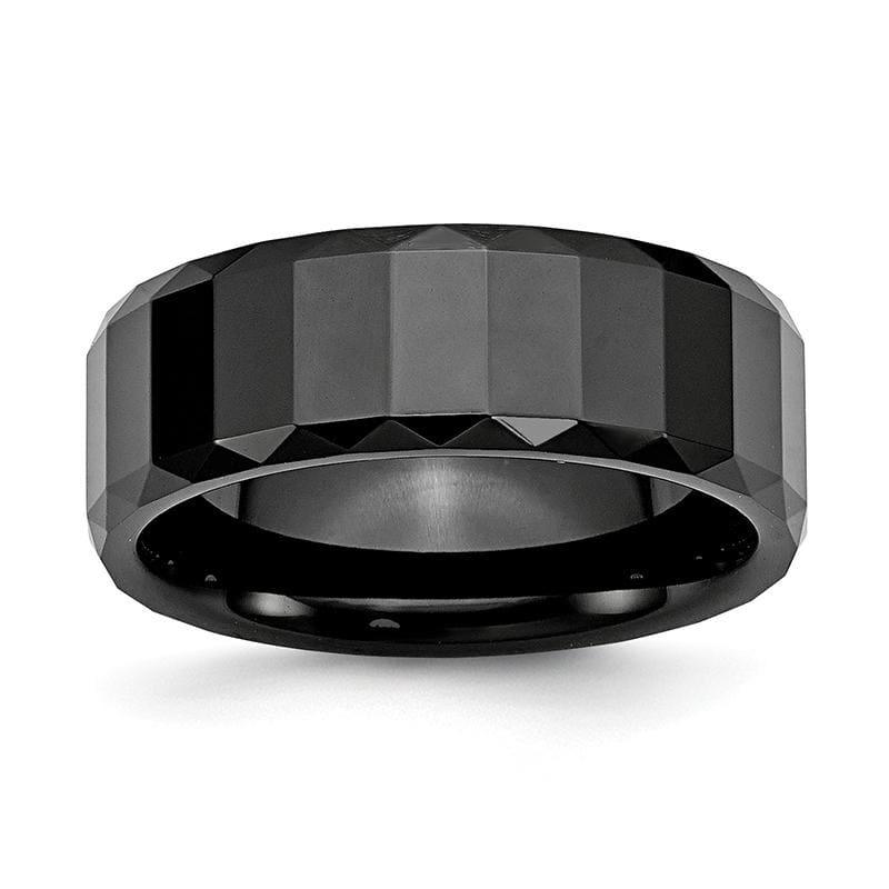 Ceramic Black Faceted 8mm Polished Beveled Edge Band - Seattle Gold Grillz