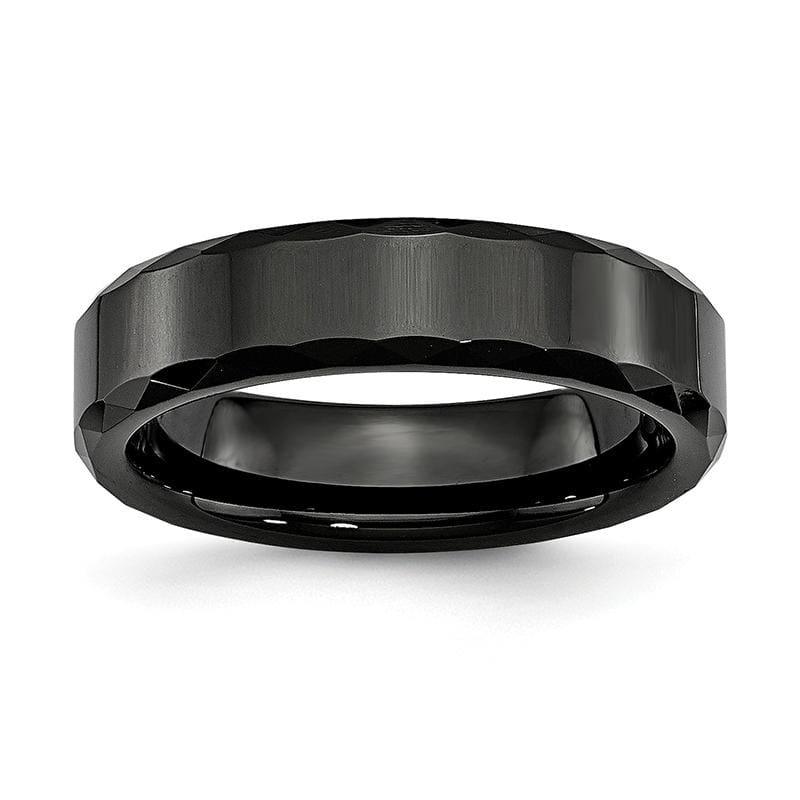 Ceramic Black Faceted and Beveled Edge 6mm Polished Band - Seattle Gold Grillz