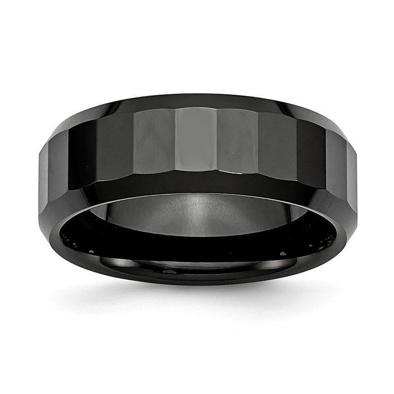 Ceramic Black Faceted Beveled Edge 8mm Polished Band - Seattle Gold Grillz