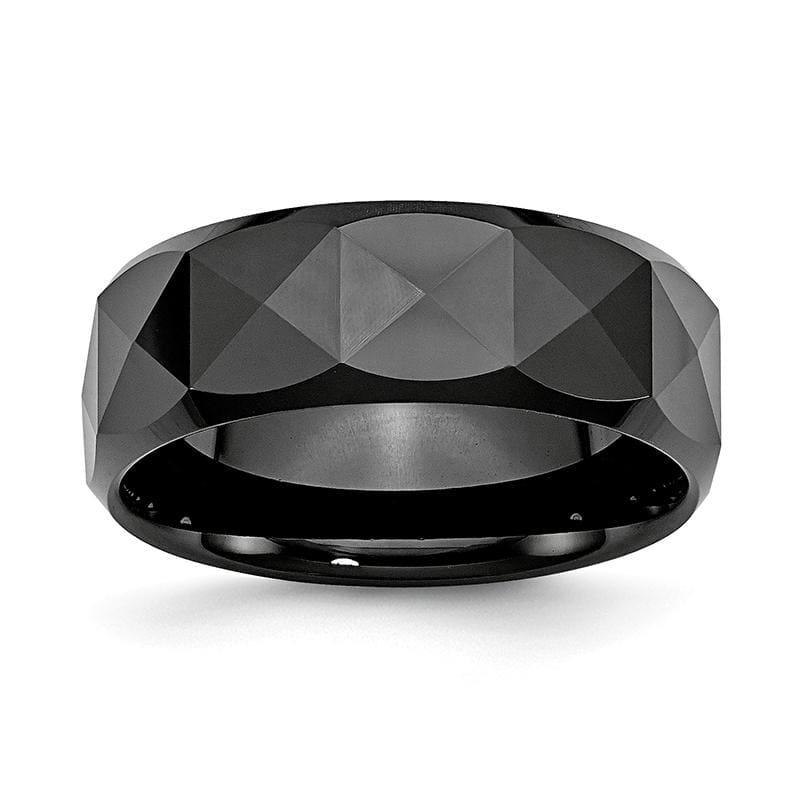 Ceramic Faceted Black 8mm Polished Beveled Edge Band - Seattle Gold Grillz