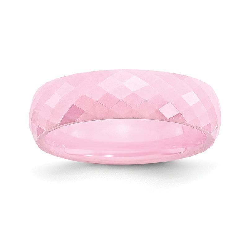 Ceramic Pink Faceted 6mm Polished Band - Seattle Gold Grillz