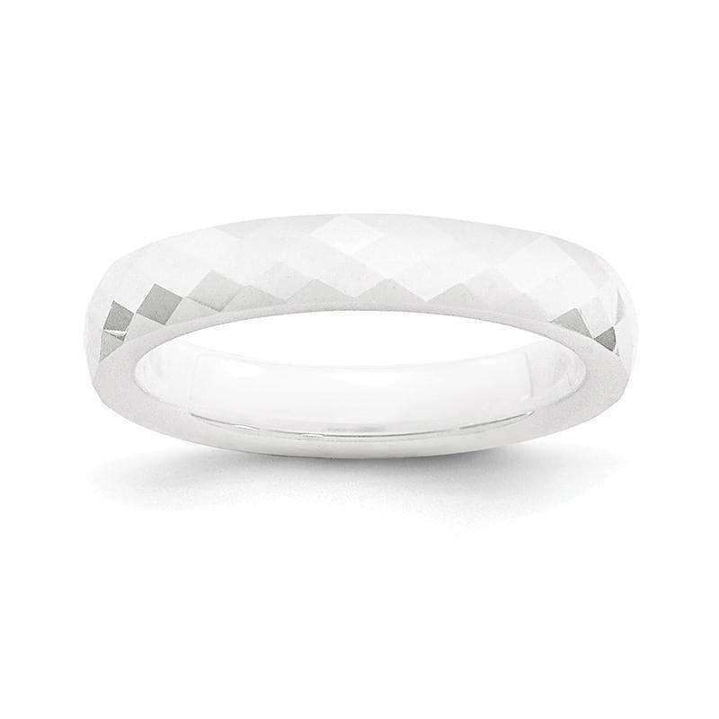 Ceramic White 4mm Faceted Polished Band - Seattle Gold Grillz