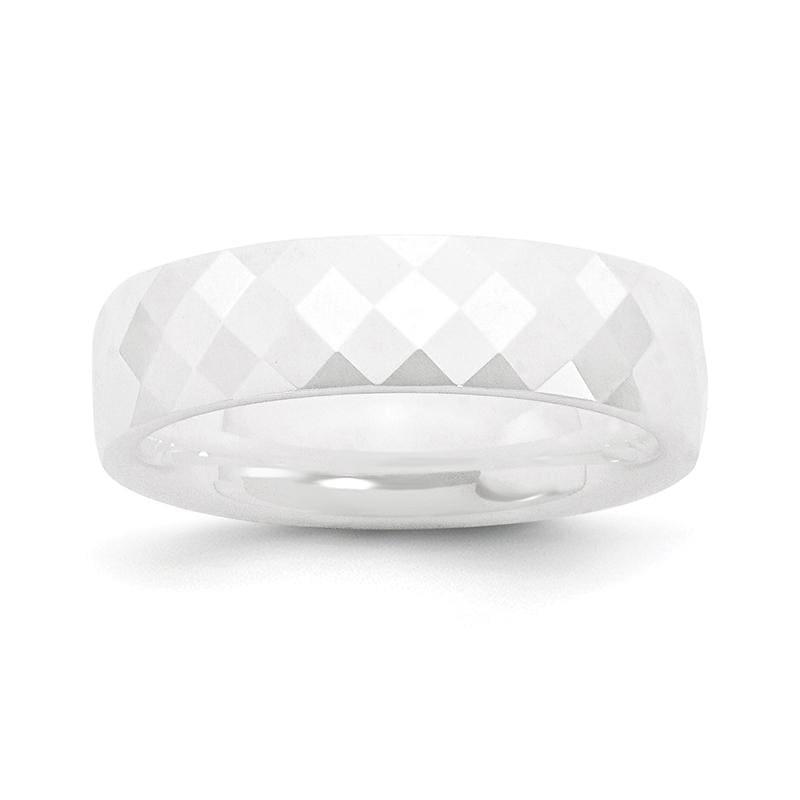 Ceramic White 6mm Faceted Polished Band - Seattle Gold Grillz