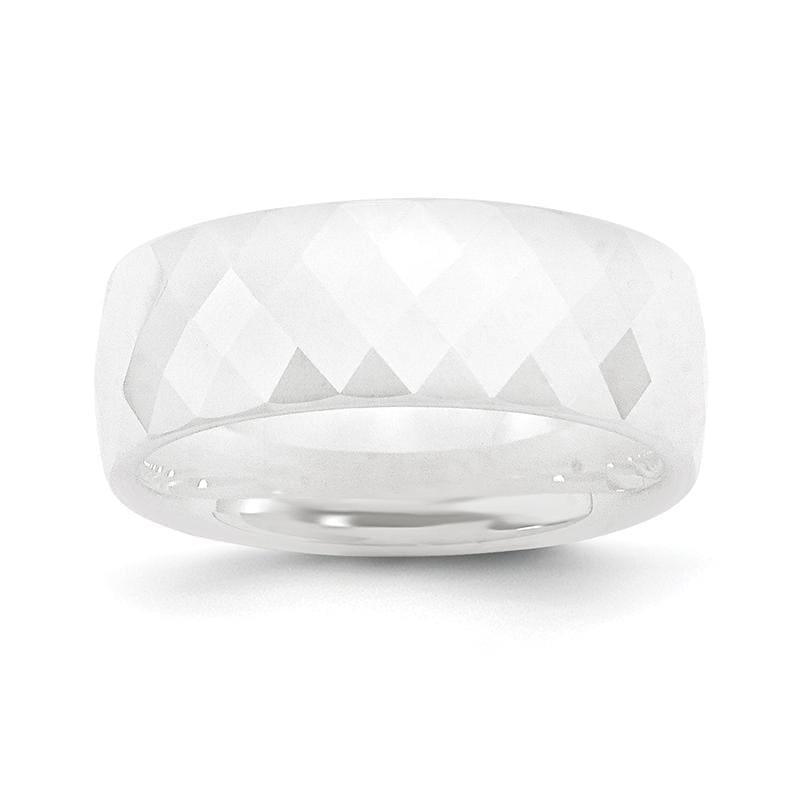 Ceramic White Faceted 8mm Polished Band - Seattle Gold Grillz