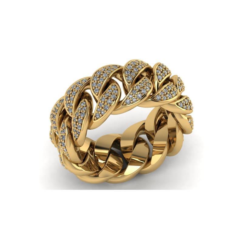 Diamond Flooded Miami Cuban Link Eternity Ring - Seattle Gold Grillz