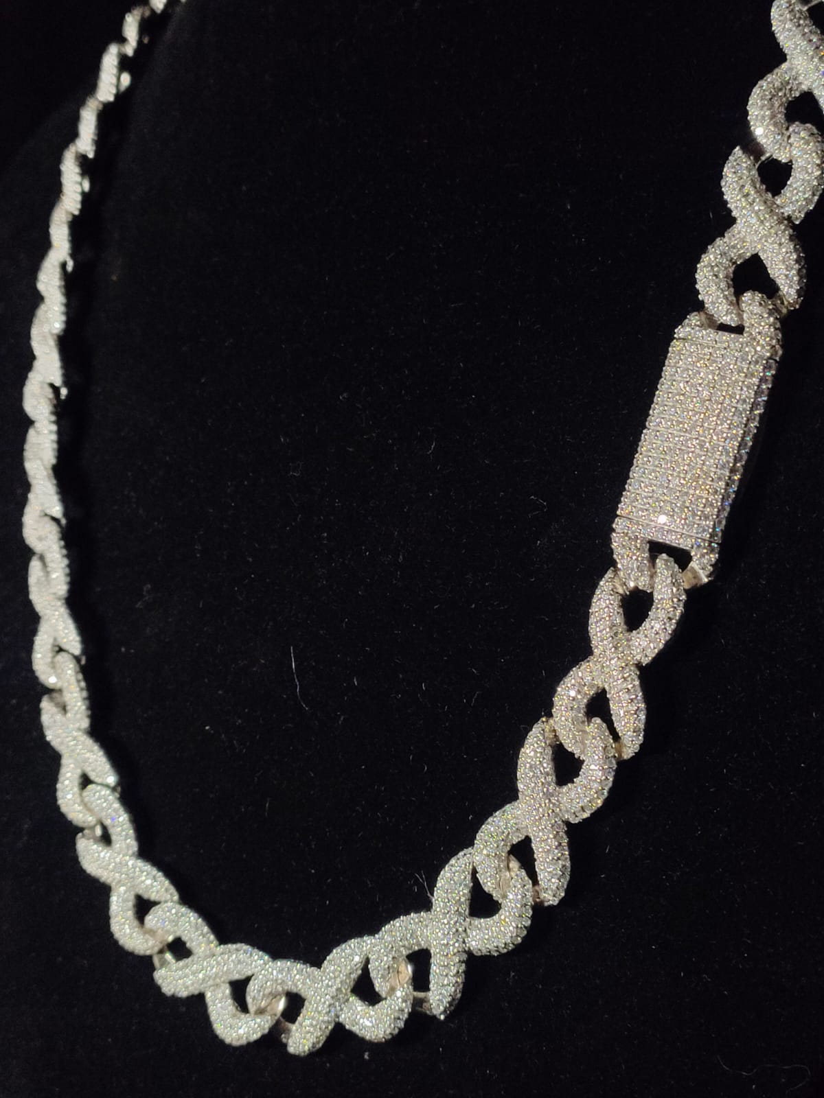 Silver Moissanite Infinity Link Chain