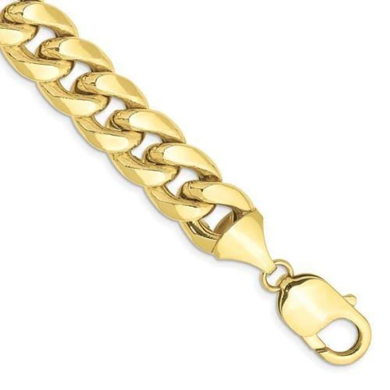 Gold 11mm Semi-Solid Miami Cuban Bracelet - Seattle Gold Grills
