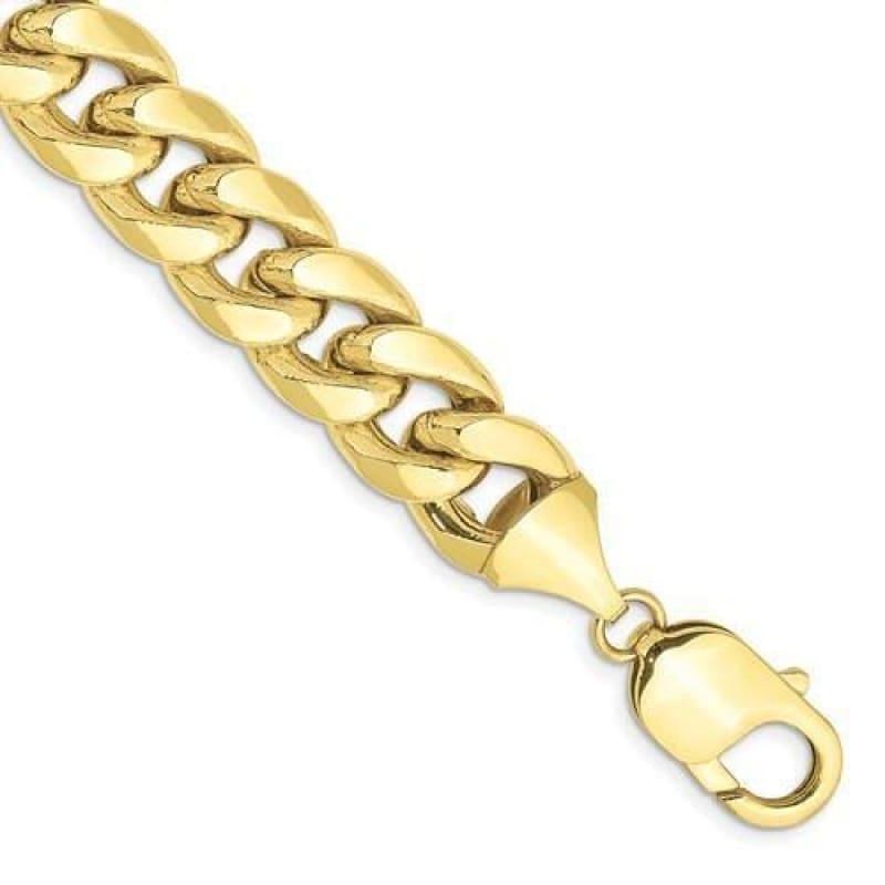 Gold 11mm Semi-Solid Miami Cuban Bracelet - Seattle Gold Grillz
