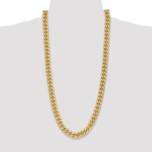 Gold 11mm Semi Solid Miami Cuban Link Chain - Seattle Gold Grillz