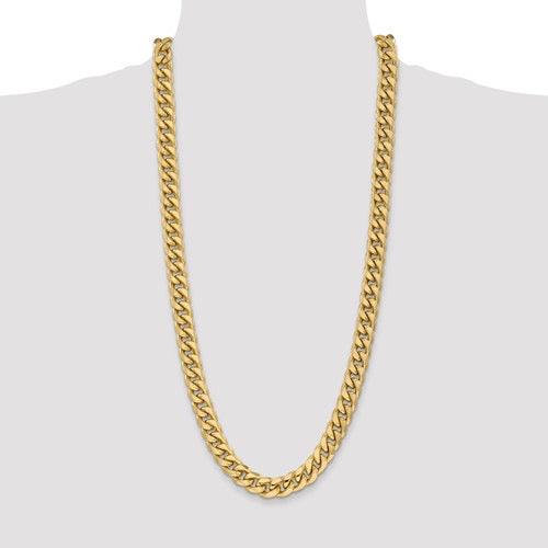 Gold 11mm Semi Solid Miami Cuban Link Chain - Seattle Gold Grills