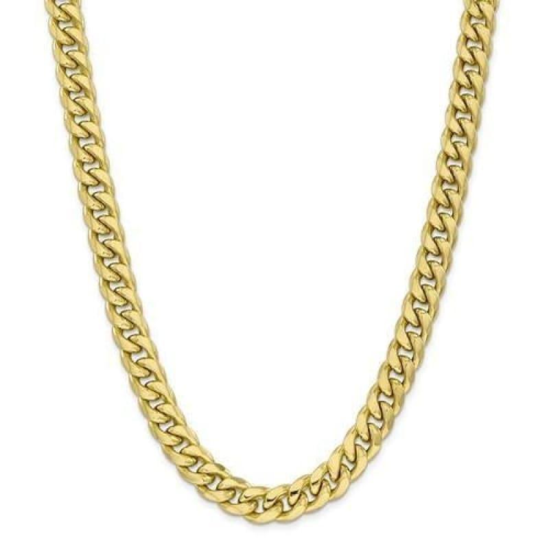 Gold 11mm Semi Solid Miami Cuban Link Chain - Seattle Gold Grills