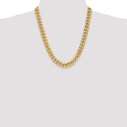 Gold 11mm Semi Solid Miami Cuban Link Chain - Seattle Gold Grillz