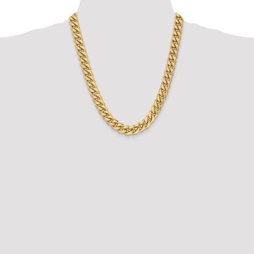 Gold 11mm Semi Solid Miami Cuban Link Chain - Seattle Gold Grills