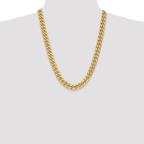 Gold 11mm Semi Solid Miami Cuban Link Chain - Seattle Gold Grills