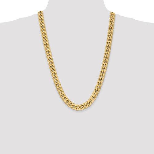 Gold 11mm Semi Solid Miami Cuban Link Chain - Seattle Gold Grills