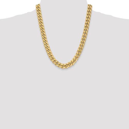 Gold 11mm Semi Solid Miami Cuban Link Chain - Seattle Gold Grillz