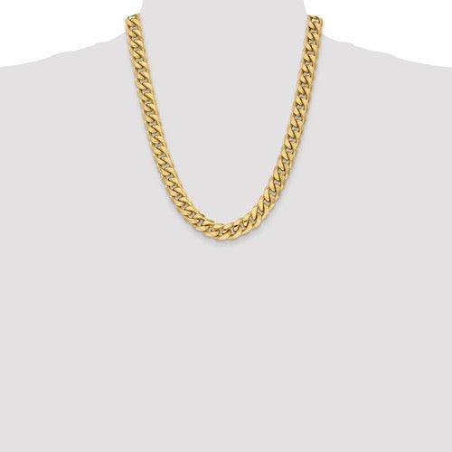 Gold 11mm Semi Solid Miami Cuban Link Chain - Seattle Gold Grills