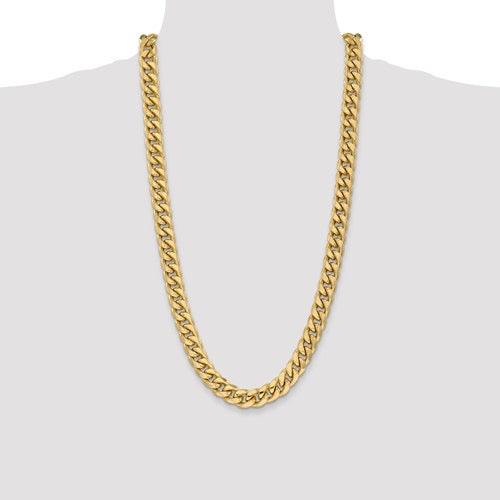 Gold 11mm Semi Solid Miami Cuban Link Chain - Seattle Gold Grillz