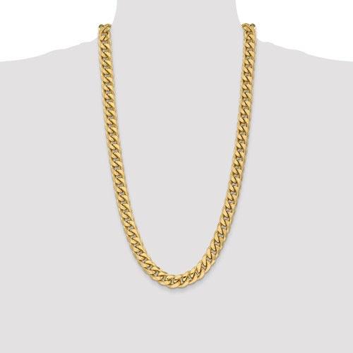 Gold 11mm Semi Solid Miami Cuban Link Chain - Seattle Gold Grills