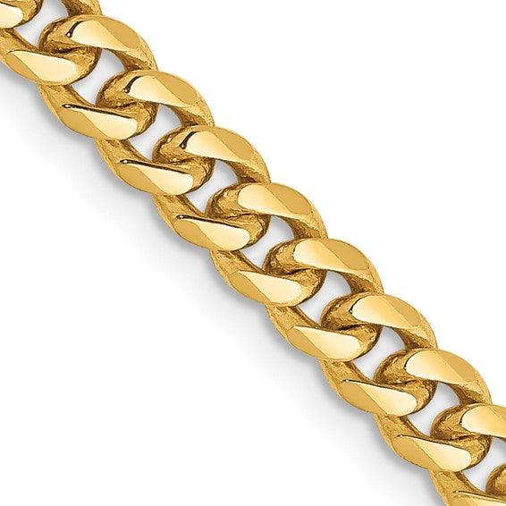 Gold 4.25mm Solid Miami Cuban Chain - Seattle Gold Grillz