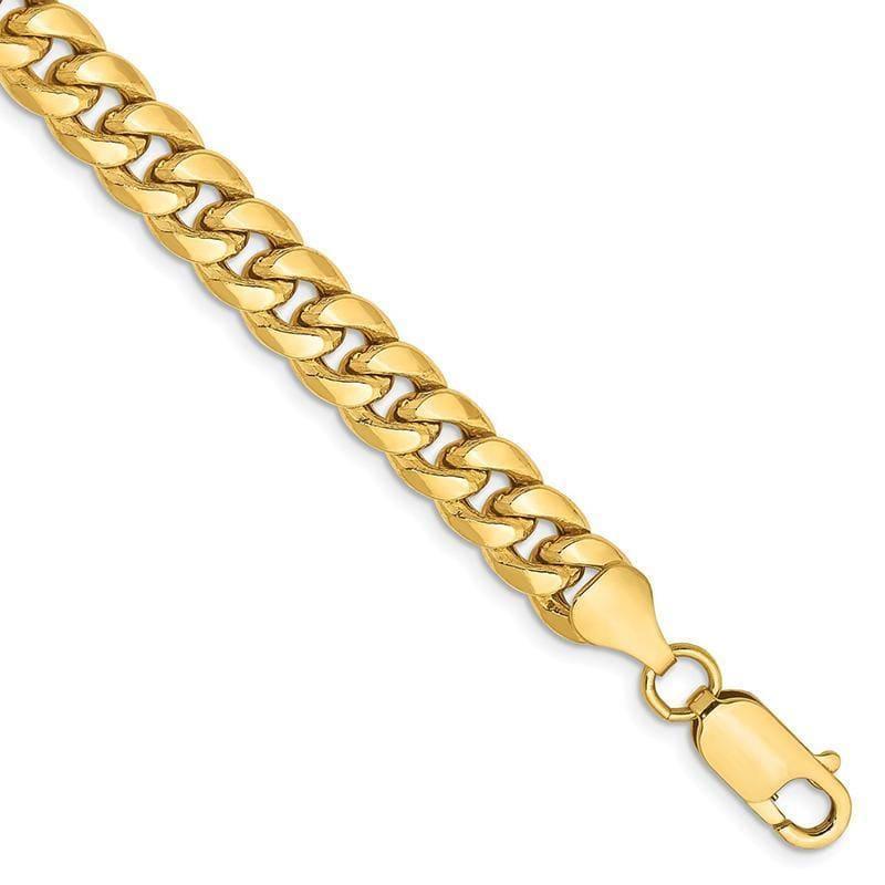 Gold 6.75mm Semi-Solid Miami Cuban Bracelet - Seattle Gold Grillz