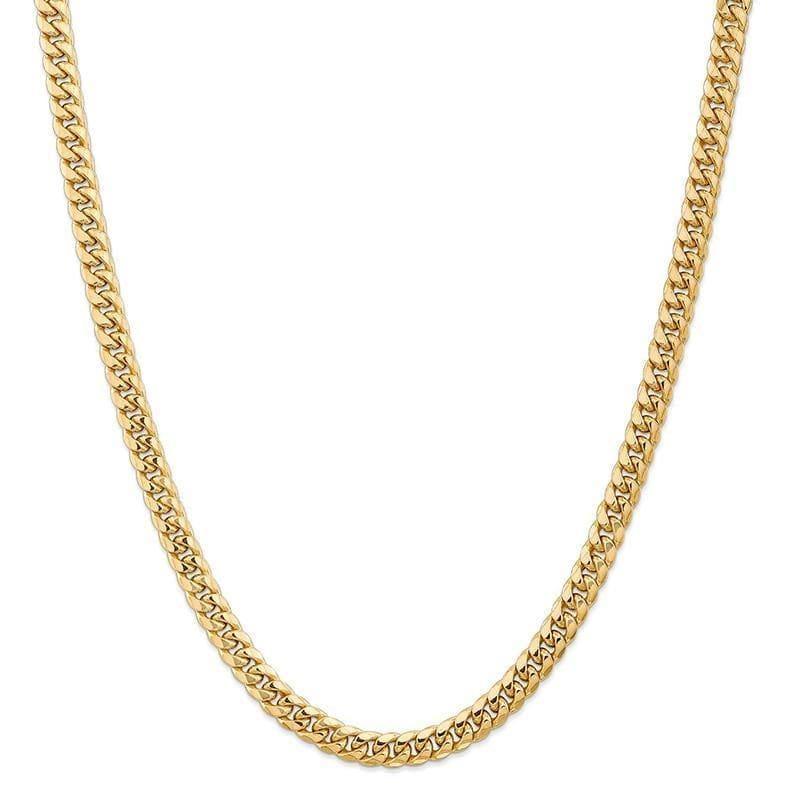 Gold 6.75mm Semi-Solid Miami Cuban Chain - Seattle Gold Grillz