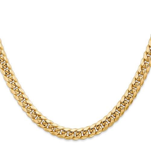 Gold 6.75mm Semi-Solid Miami Cuban Chain - Seattle Gold Grillz