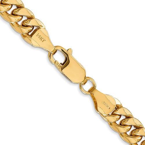 Gold 6.75mm Semi-Solid Miami Cuban Chain - Seattle Gold Grillz