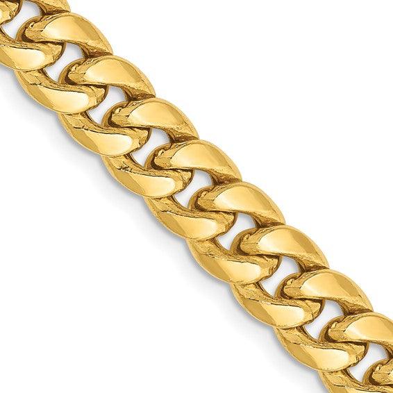 Gold 6.75mm Semi-Solid Miami Cuban Chain - Seattle Gold Grillz