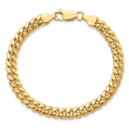 Gold 6mm Semi-Solid Miami Cuban Bracelet - Seattle Gold Grills