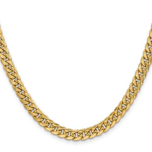 Gold 6mm Semi Solid Miami Cuban Link Chain - Seattle Gold Grills