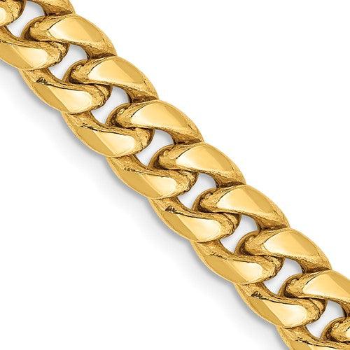 Gold 6mm Semi Solid Miami Cuban Link Chain - Seattle Gold Grills