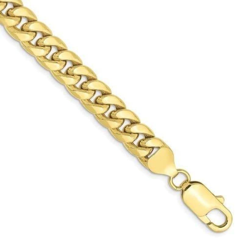 Gold 7.3mm Semi Solid Miami Cuban Link Bracelet - Seattle Gold Grillz