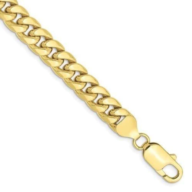 Gold 7.3mm Semi Solid Miami Cuban Link Bracelet - Seattle Gold Grills