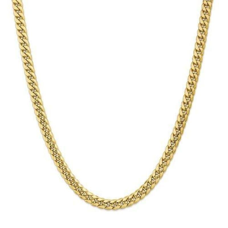 Gold 7.3mm Semi Solid Miami Cuban Link Chain - Seattle Gold Grillz