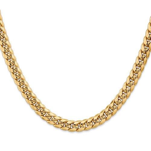 Gold 7.3mm Semi Solid Miami Cuban Link Chain - Seattle Gold Grillz