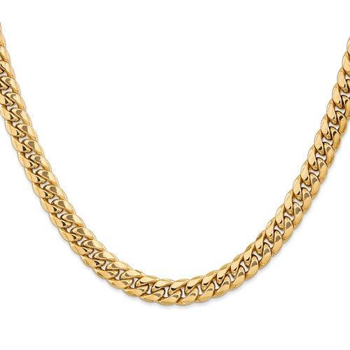 Gold 7.3mm Semi Solid Miami Cuban Link Chain - Seattle Gold Grills