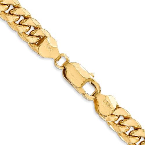 Gold 7.3mm Semi Solid Miami Cuban Link Chain - Seattle Gold Grills