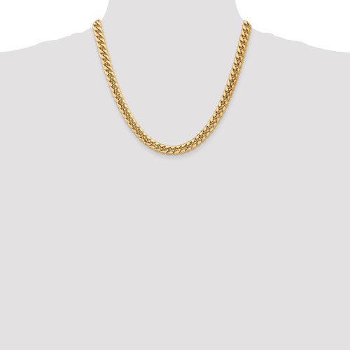 Gold 7.3mm Semi Solid Miami Cuban Link Chain - Seattle Gold Grillz