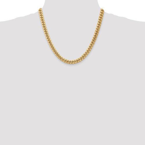 Gold 7.3mm Semi Solid Miami Cuban Link Chain - Seattle Gold Grills