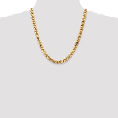 Gold 7.3mm Semi Solid Miami Cuban Link Chain - Seattle Gold Grillz