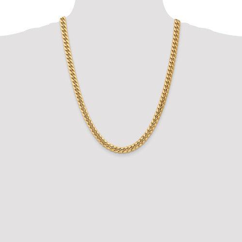 Gold 7.3mm Semi Solid Miami Cuban Link Chain - Seattle Gold Grillz