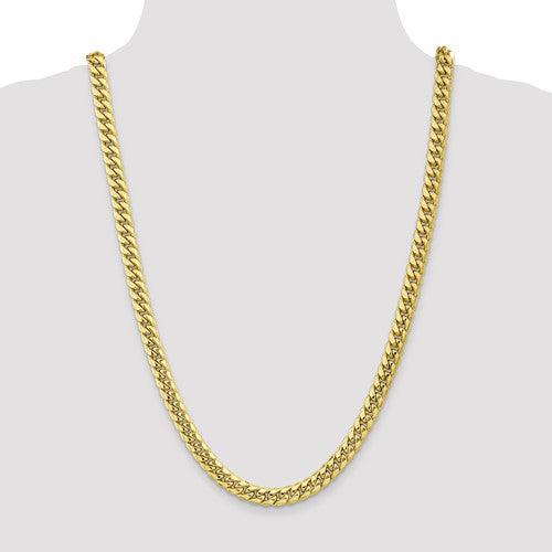 Gold 7.3mm Semi Solid Miami Cuban Link Chain - Seattle Gold Grillz