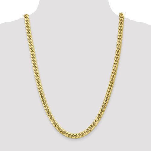 Gold 7.3mm Semi Solid Miami Cuban Link Chain - Seattle Gold Grills