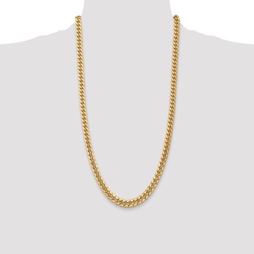 Gold 7.3mm Semi Solid Miami Cuban Link Chain - Seattle Gold Grillz