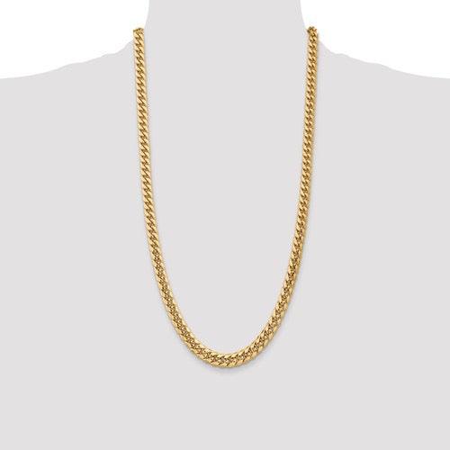 Gold 7.3mm Semi Solid Miami Cuban Link Chain - Seattle Gold Grills